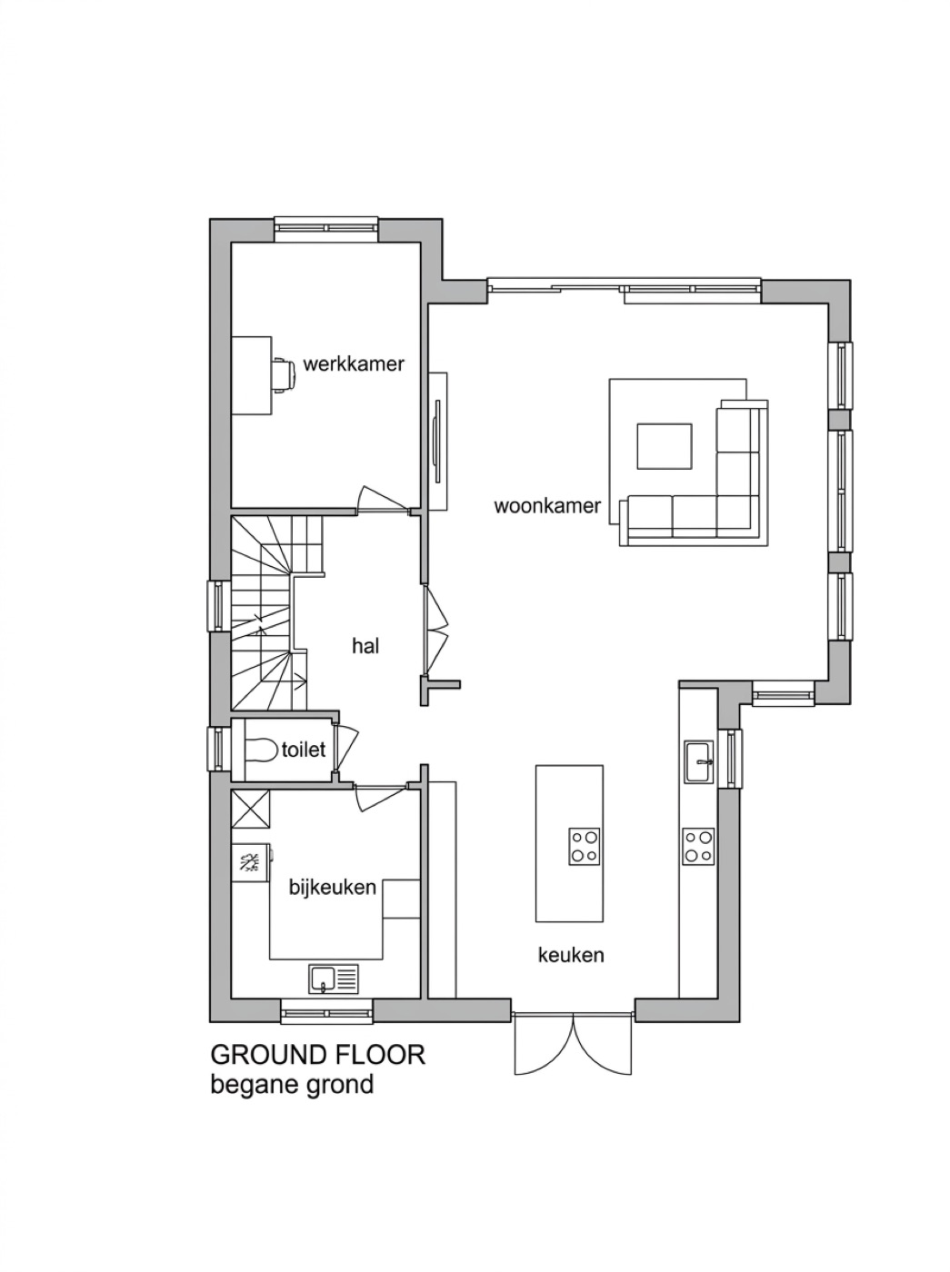 Plattegrond De Eik — begane grond