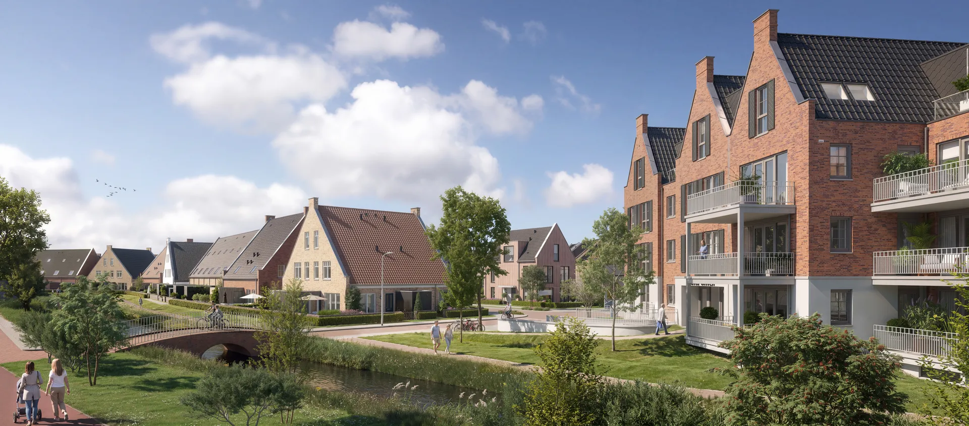 Straatbeeld in De Horn met groen